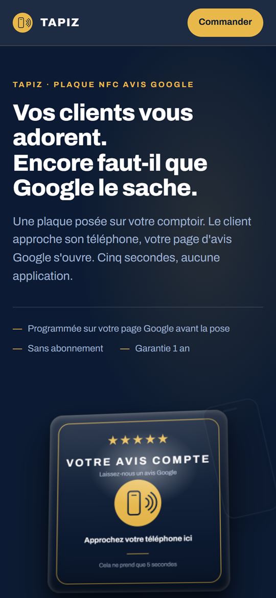 La même page sur un téléphone.